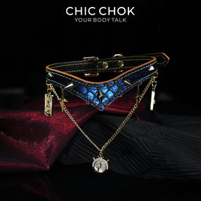 CHICCHOK Astral Sequence Zodiac Choker Collection | Custom Genuine Cowhide & Snakeskin Collar | 12 Astrology Tarot Heavy Metal Neckwear