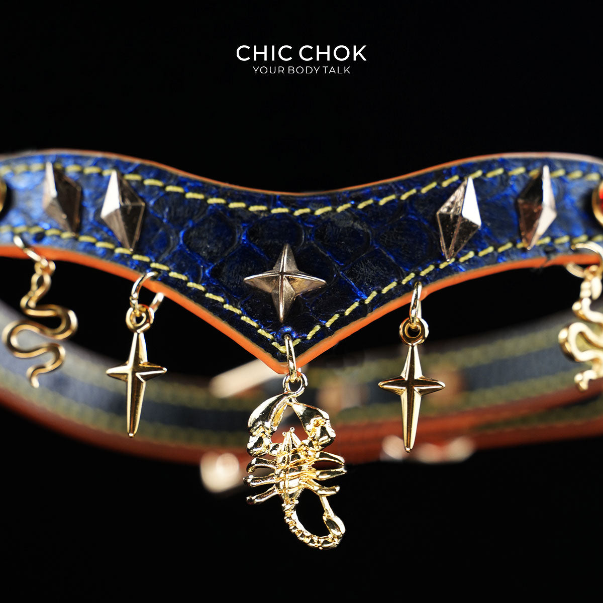 CHICCHOK Astral Sequence Zodiac Choker Collection | Custom Genuine Cowhide & Snakeskin Collar | 12 Astrology Tarot Heavy Metal Neckwear