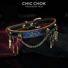 CHICCHOK Astral Sequence Zodiac Choker Collection | Custom Genuine Cowhide & Snakeskin Collar | 12 Astrology Tarot Heavy Metal Neckwear
