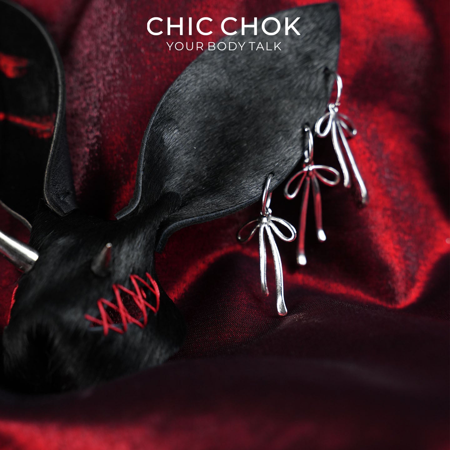 CHICCHOK Contract Bunny | Gothic Cross Leather Necklace | Punk Rock Bag Charm