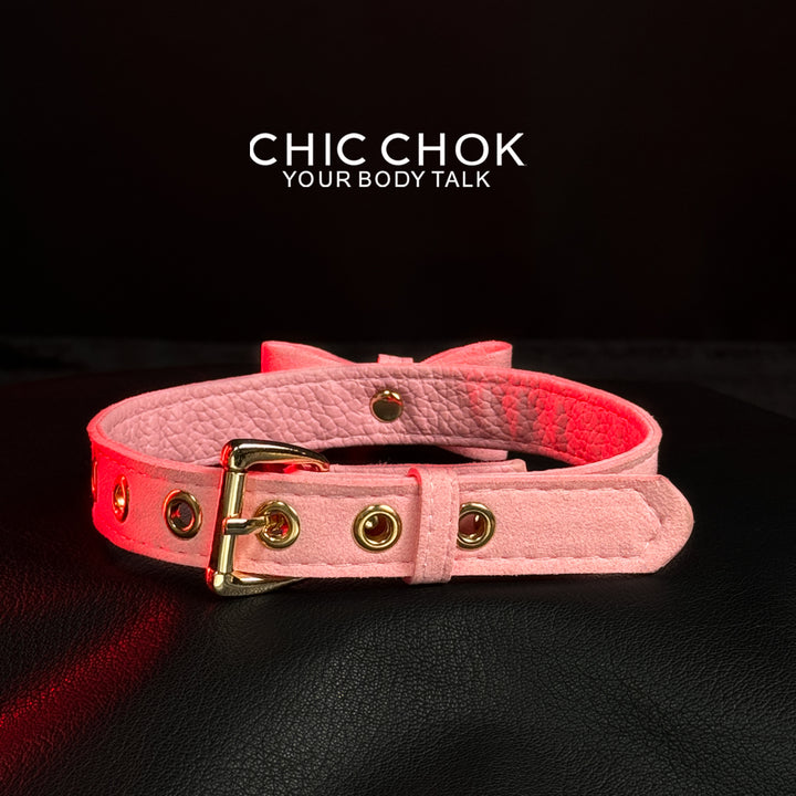 chicchok miss belle necklace fashion accessories collection with bell collar, pink
