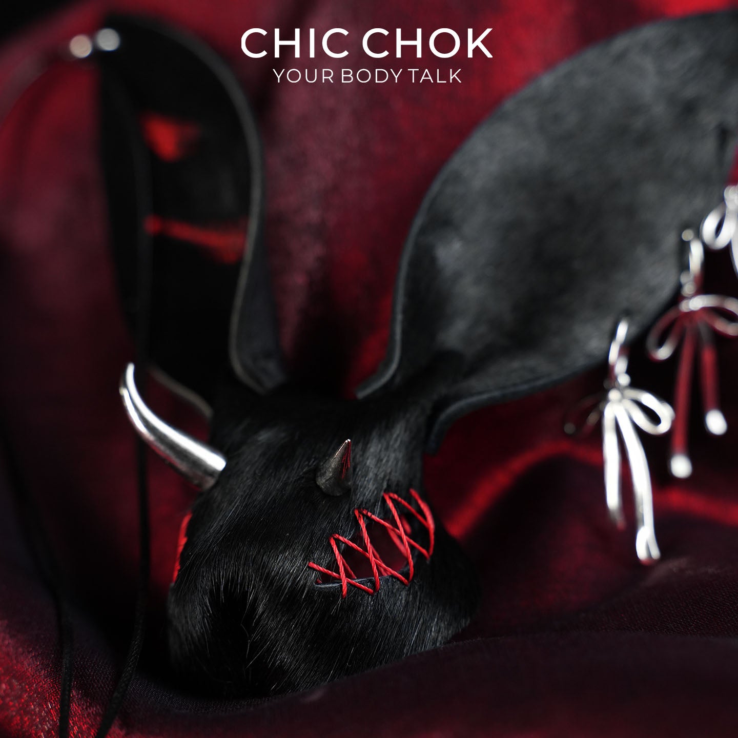 CHICCHOK Contract Bunny | Gothic Cross Leather Necklace | Punk Rock Bag Charm