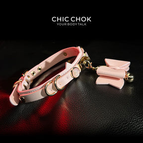 CHIC CHOK [Pearlescent kitty] Moon's Favor Pink Pearl Bow Necklace