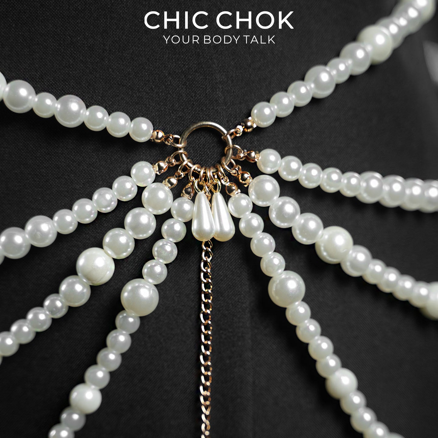 CHICCHOK Parisian Nocturne | Rantai Pinggang Mutiara Berlapis | Harness Perut Gothic Vintage