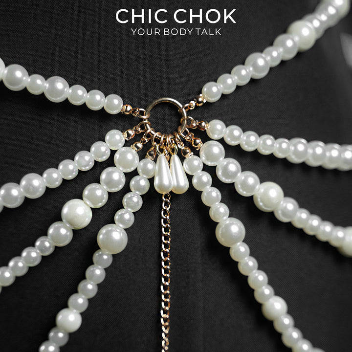 CHICCHOK Parisian Nocturne | Layered Pearl Waist Chain | Vintage Gothic Belly Harness