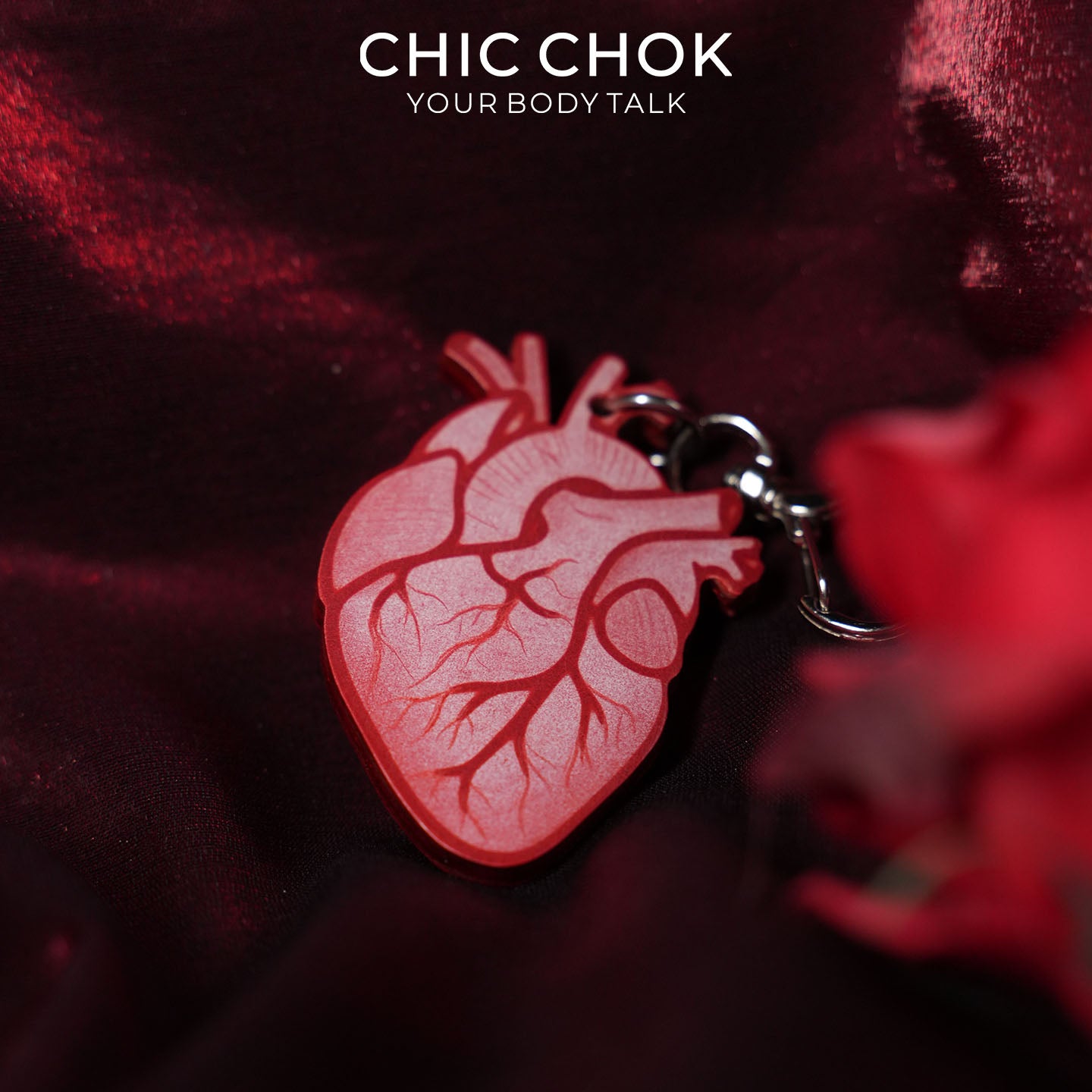 CHICCHOK Eye of the Heart Genuine Leather Necklace | Gothic Anatomical Heart Pendant | Surrealist Glass Eye Cyber Goth Jewelry