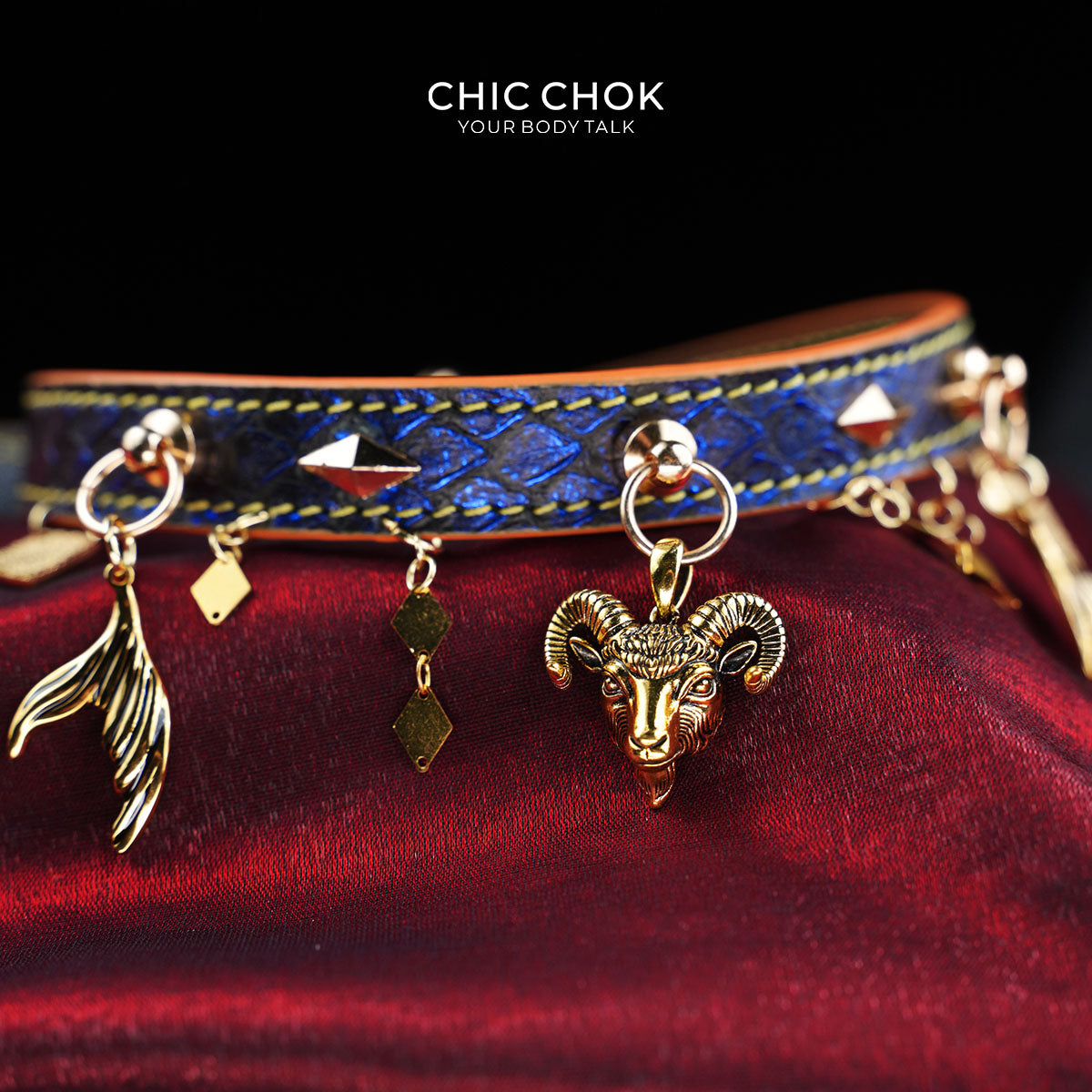 CHICCHOK Astral Sequence Zodiac Choker Collection | Custom Genuine Cowhide & Snakeskin Collar | 12 Astrology Tarot Heavy Metal Neckwear