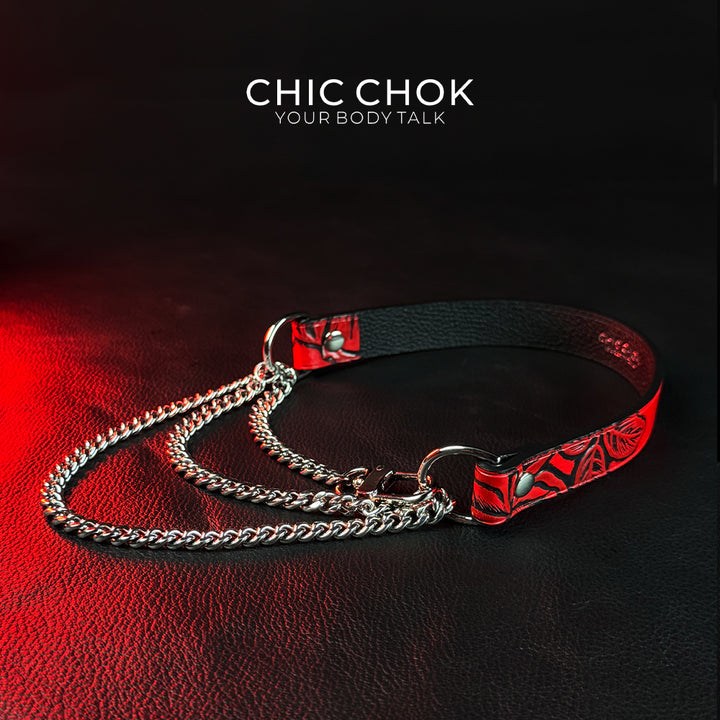 CHICCHOK [Breathless] Pulling Fashion and Fun Choker(Black and Red Pattern)