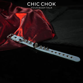 CHICCHOK Blues Prison Oath Denim Bracelet | Gothic Distressed Blue Washed Canvas Cuff | Y2K Cyberpunk Double Strap Studded Wristband Body Armor