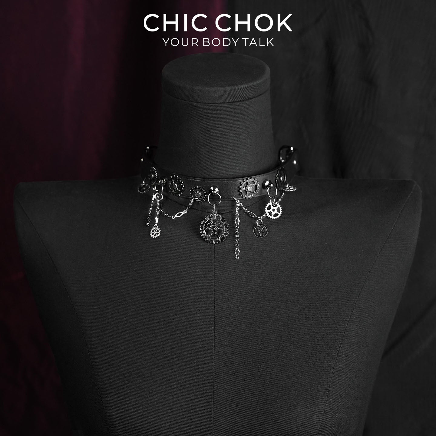 CHICCHOK Gear Prologue Genuine Leather Choker | Steampunk Industrial Gear Collar | Heavy Cyberpunk Multilayer Chain Subversive Body Armor