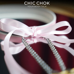 CHICCHOK Satin Shadow Genuine Leather Choker | Gothic Ribbon Bowknot Necklace | Balletcore Quiet Luxury Black Silk Tassel Collar Alternative Jewelry