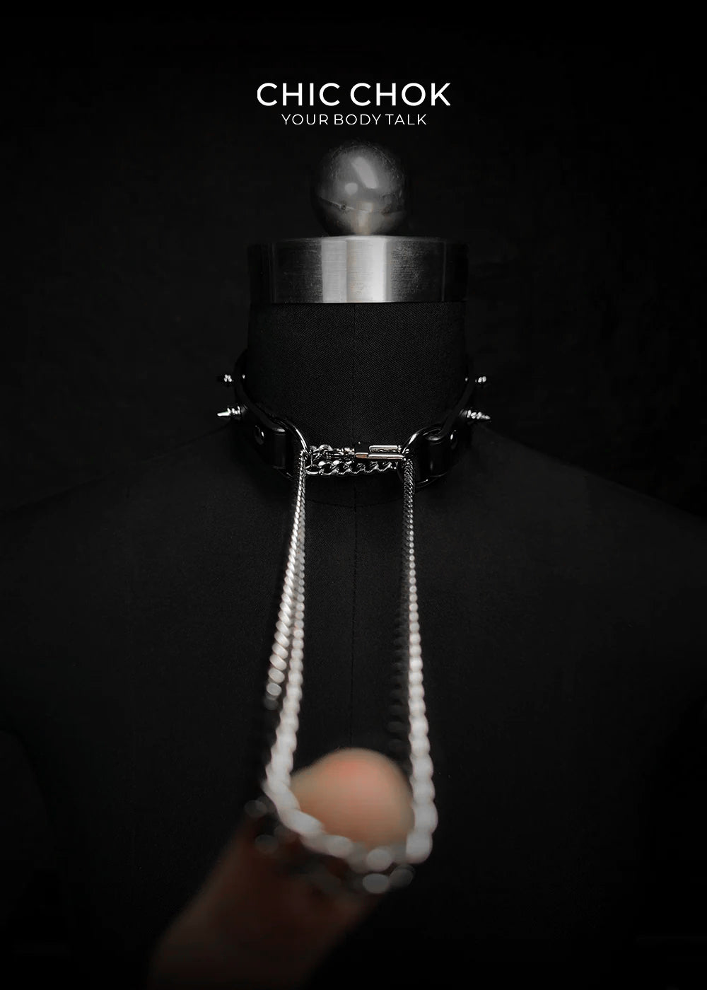 CHICCHOK [Spiked Breathless] Black Choker With Spikes Stylish Pulling Choker Necklace Spikes