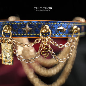 CHICCHOK Lover's Whisper | Choker Tarot Ular Biru | Kalung Gothic Emas Berlapis