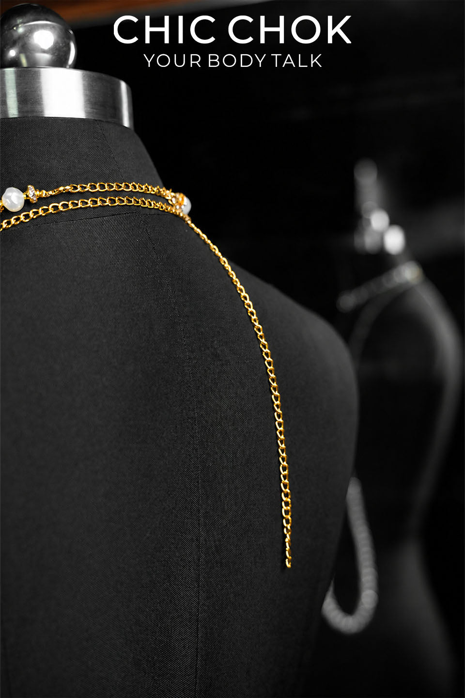 CHICCHOK Pearl Letter Leash Choker | Shell Pearl Gold Cuban Chain Necklace | Gothic Baroque Luxury Body Jewelry