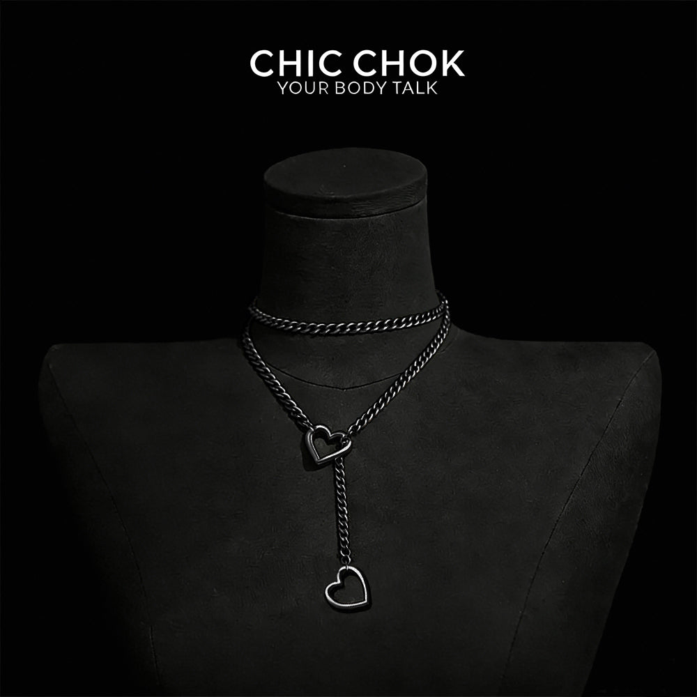 CHICCHOK [MeowChain] Heart O-ring Cuban chain necklace