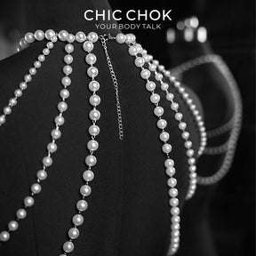 CHICCHOK ルミナスパール・ケープ | レイヤードショルダー・ボディチェーン | ゴシックパール・ハーネス