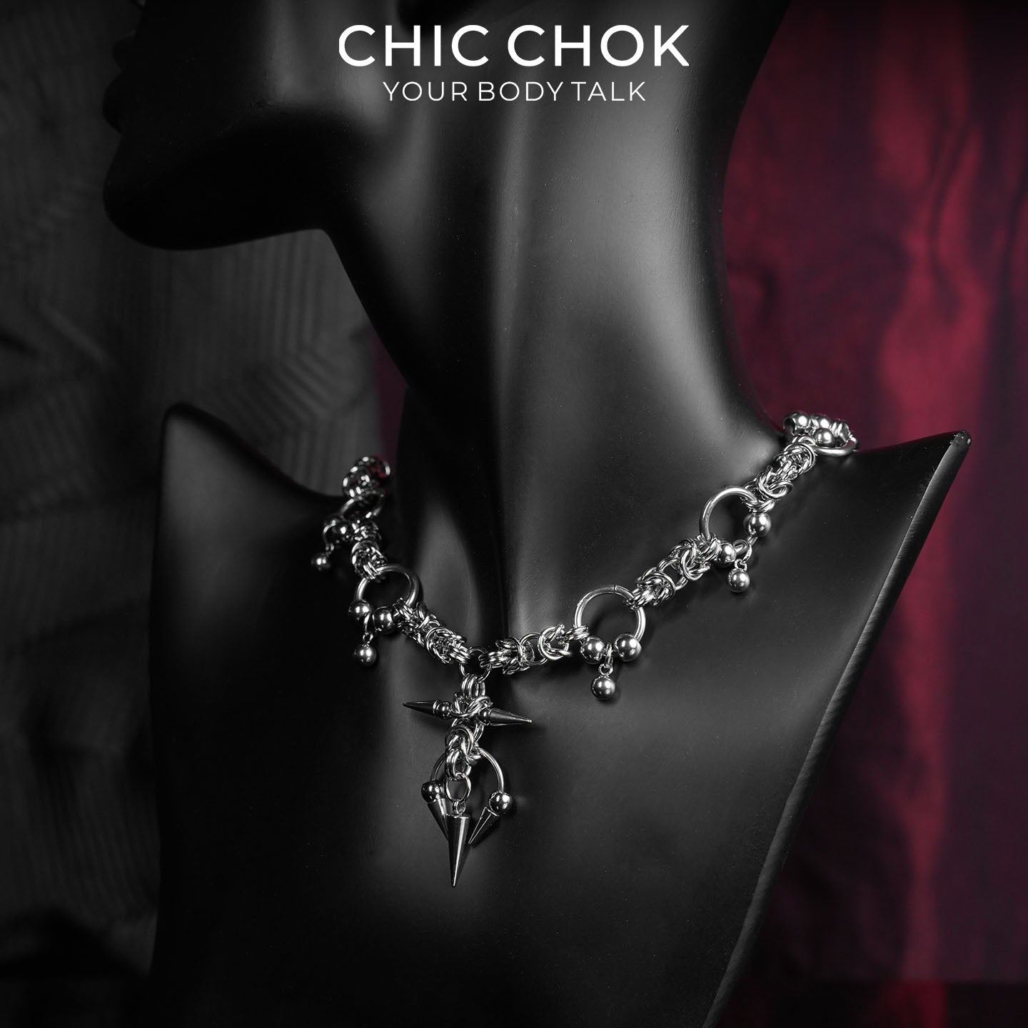 CHICCHOK Crimson Tears Prison Heart Necklace | Gothic Heavy Stainless Steel Thorns Choker | Y2K Cyberpunk Industrial Barbed Wire Link Chain Collar for Sensitive Skin