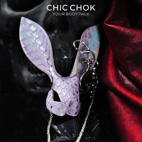 CHICCHOK Violet Phantom Rabbit | Holographic Snake Leather Charm | Pastel Goth Bunny Pendant