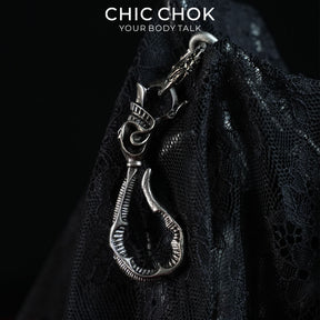 CHICCHOK Barren Bone Hook Heavy Pant Chain | Gothic Skull Cross Wallet Chain | Industrial Punk Wasteland Techwear Jewelry