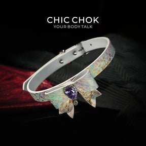 CHIC CHOK: Tranquil Abundance Pearly Iridescent Shell Textured Bow Necklace