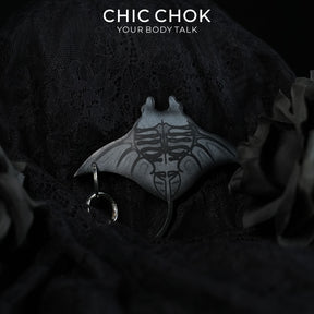 CHICCHOK Abyssal Eye Manta Genuine Leather Pendant | Gothic Glass Eye Keychain | Dark Surrealist Ocean Cyber Punk Bag Charm