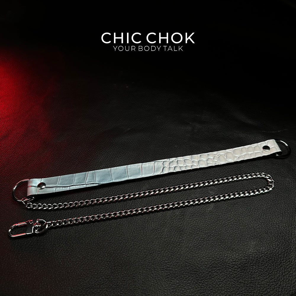 CHICCHOK [Breathless] Pulling Fashion and Fun Choker(Ice Blue Crocodile Texture)