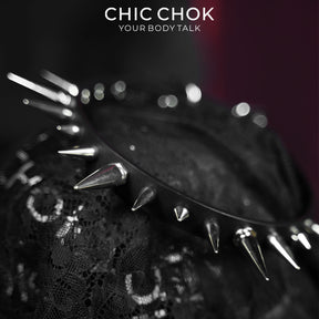 CHICCHOK Thorn Wasteland Genuine Leather Choker | Gothic Punk Rock Asymmetric Spike Collar | Luxury Heavy Metal Motorcycle Biker Subversive Jewelry