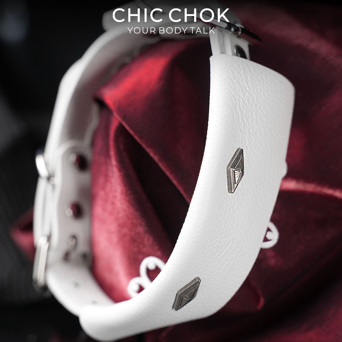 CHICCHOK Sanctuary of Chaos | White Leather Lace Choker | Gothic D-Ring Collar