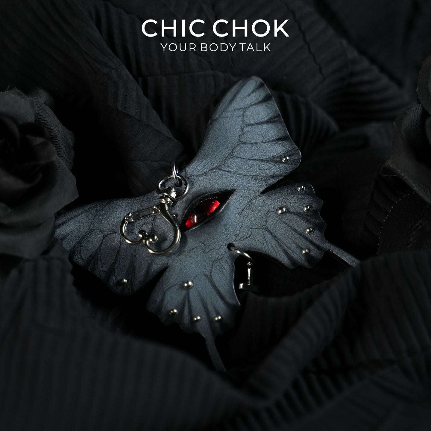 Liontin Kulit CHICCHOK Occult Psych-Butterfly | Pin Bros Mata Kaca Gotik | Charm Tas Cyber Punk Taksidermi Creepy Cute