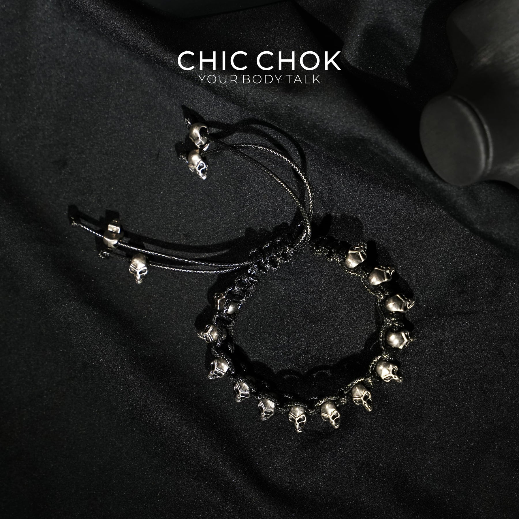 [CHICCHOK] Skeleton Themed Adjustable Bracelet - Edgy Style with a Twist of Macabre