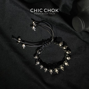 [CHICCHOK] Skeleton Themed Adjustable Bracelet - Edgy Style with a Twist of Macabre