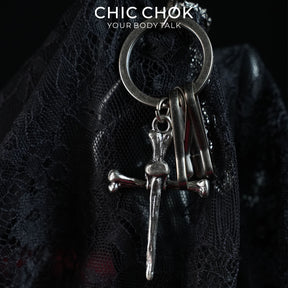 CHICCHOK Barren Bone Hook Heavy Pant Chain | Gothic Skull Cross Wallet Chain | Industrial Punk Wasteland Techwear Jewelry