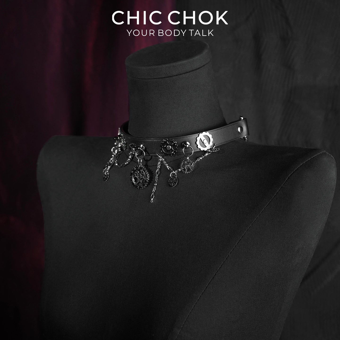 CHICCHOK Gear Prologue Genuine Leather Choker | Steampunk Industrial Gear Collar | Heavy Cyberpunk Multilayer Chain Subversive Body Armor