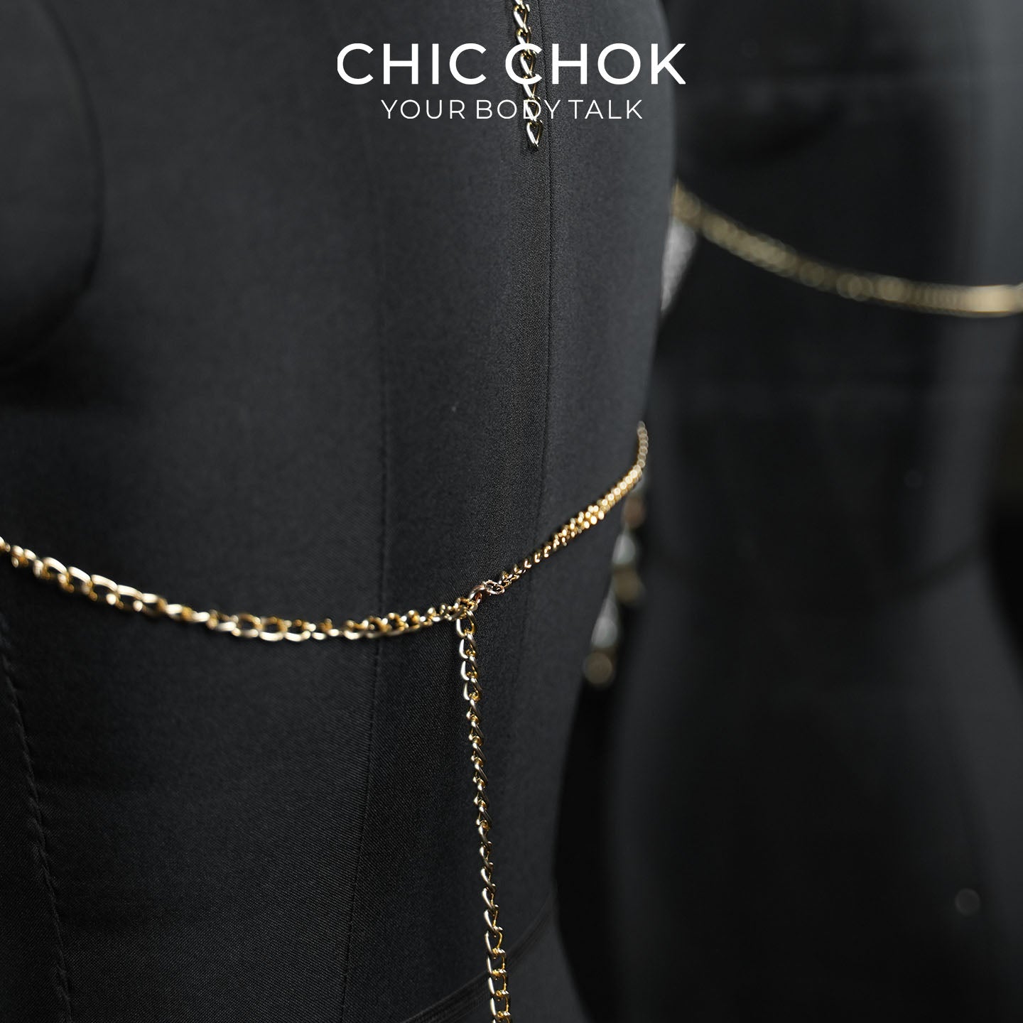 CHICCHOK Golden Pearl Cascade | warstwowy łańcuch na ciało typu halter | uprząż bralette z chwostami i peleryną