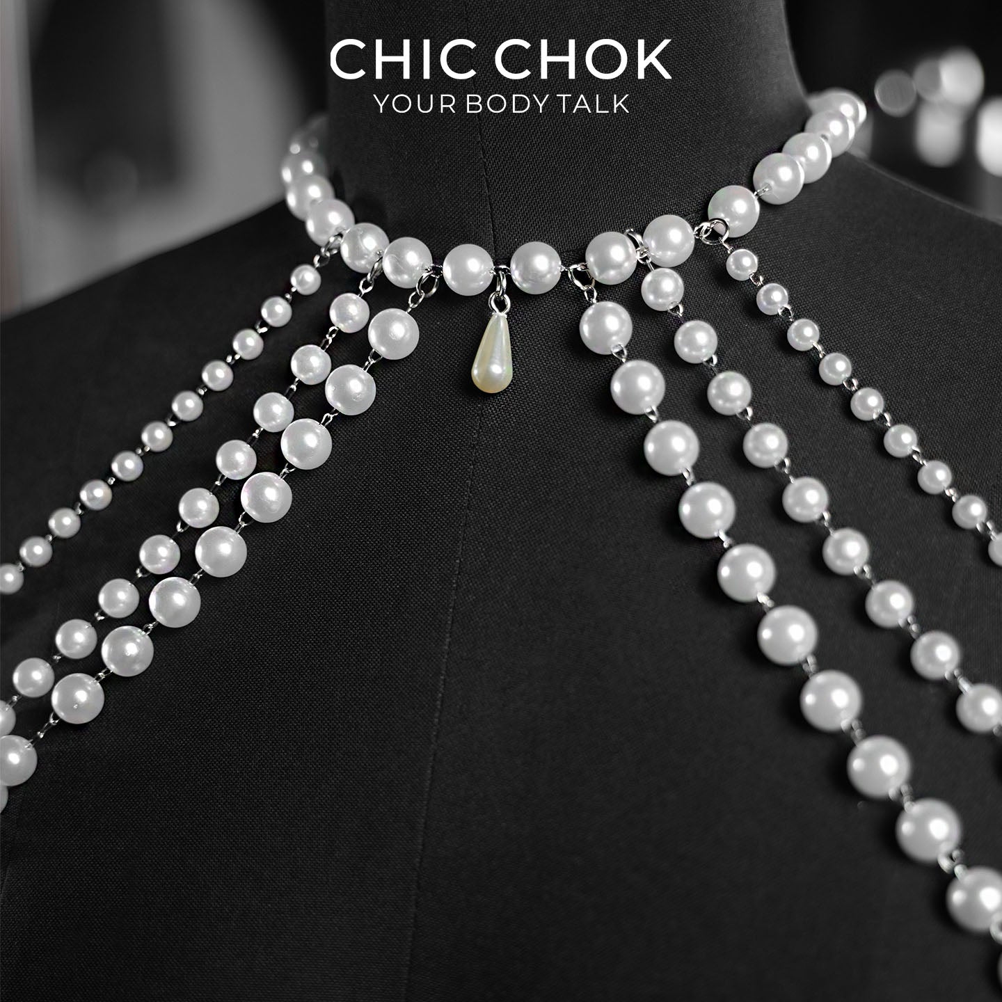 CHICCHOK Luminous Pearl Cape | Rantai Tubuh Bahu Berlapis | Harness Mutiara Gothic