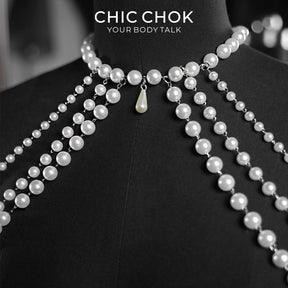 CHICCHOK ルミナスパール・ケープ | レイヤードショルダー・ボディチェーン | ゴシックパール・ハーネス