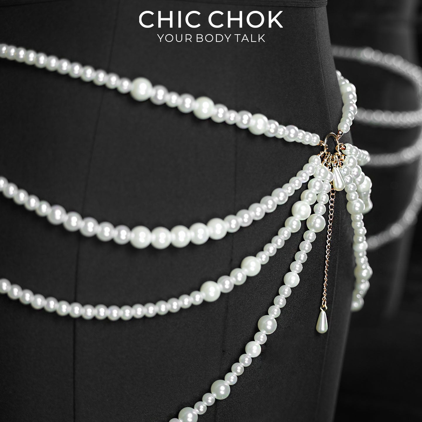 CHICCHOK Parisian Nocturne | Rantai Pinggang Mutiara Berlapis | Harness Perut Gothic Vintage