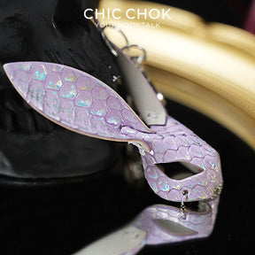 CHICCHOK Violet Phantom Rabbit | Holographic Snake Leather Charm | Pastel Goth Bunny Pendant