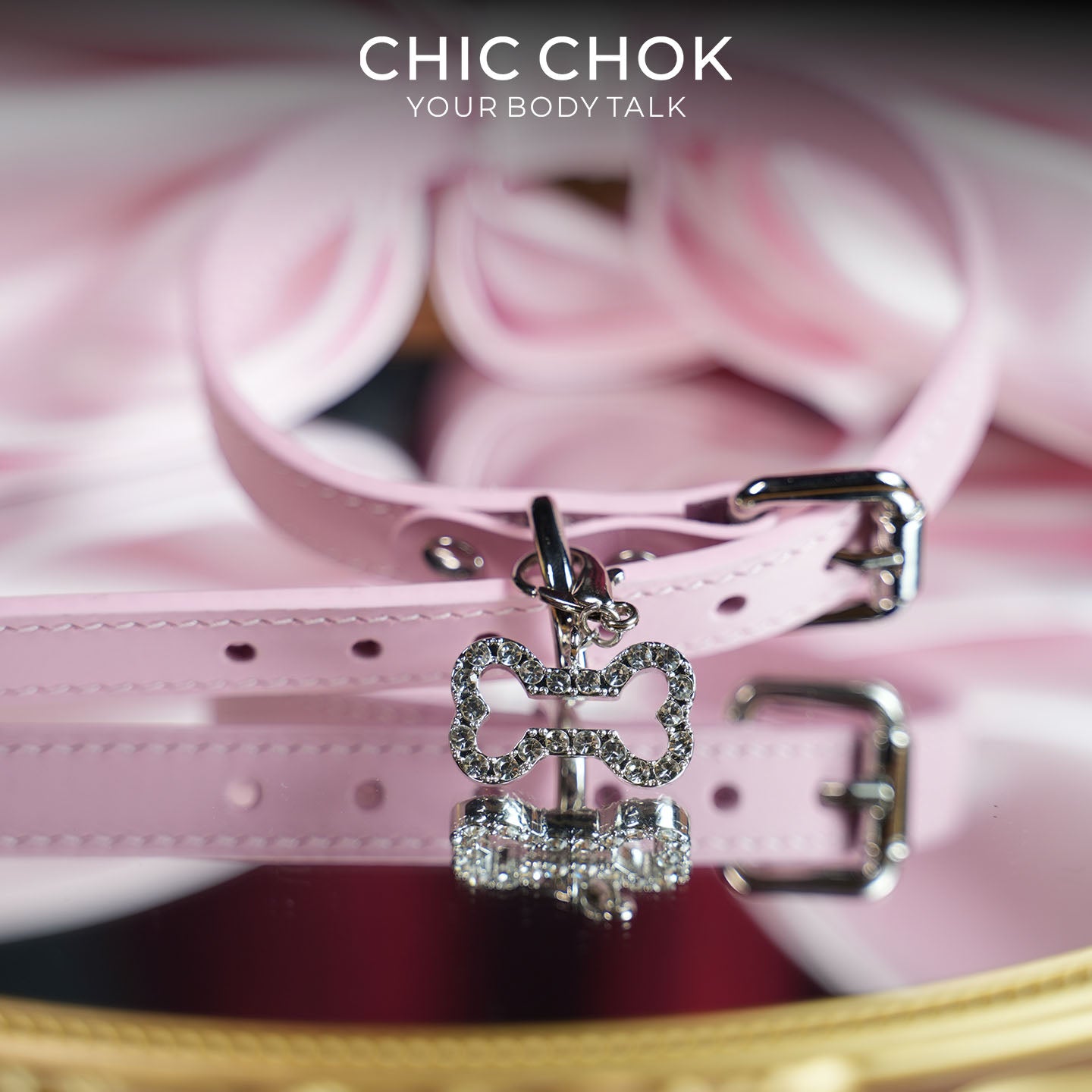 CHICCHOK Satin Bow Bone Covenant Choker | Coquette Pink Genuine Leather Collar | Gothic Rhinestone Paved Bone Charm Oversized Silk Bowknot Necklace for Sensitive Skin
