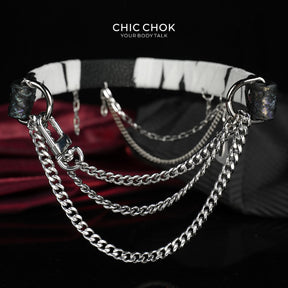 CHICCHOK "Shipwreck Echo" Hand-Wrapped Bandage Snakeskin Choker | Layered Stainless Steel Anchor Chain | Dark Siren Pirate Subculture Neckwear