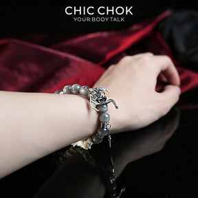CHICCHOK Dragon Bone Star Vow Bracelet | Genuine Snake Vertebrae Opal Jewelry | Gothic Dragon Whimsical Charm