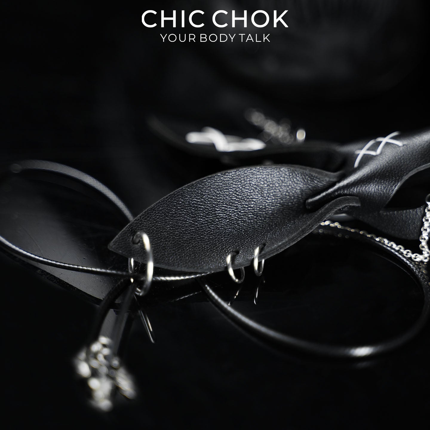CHICCHOK Twin Shadow Rabbits | Matte Black Genuine Leather Dark Pendant | Gothic Cross-Sword Rune Accessory