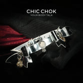 CHIC CHOK Silver Shell Butterfly Chrome Bow & Pearl-Soft Leather Collar Necklace - CHICCHOK - Choker