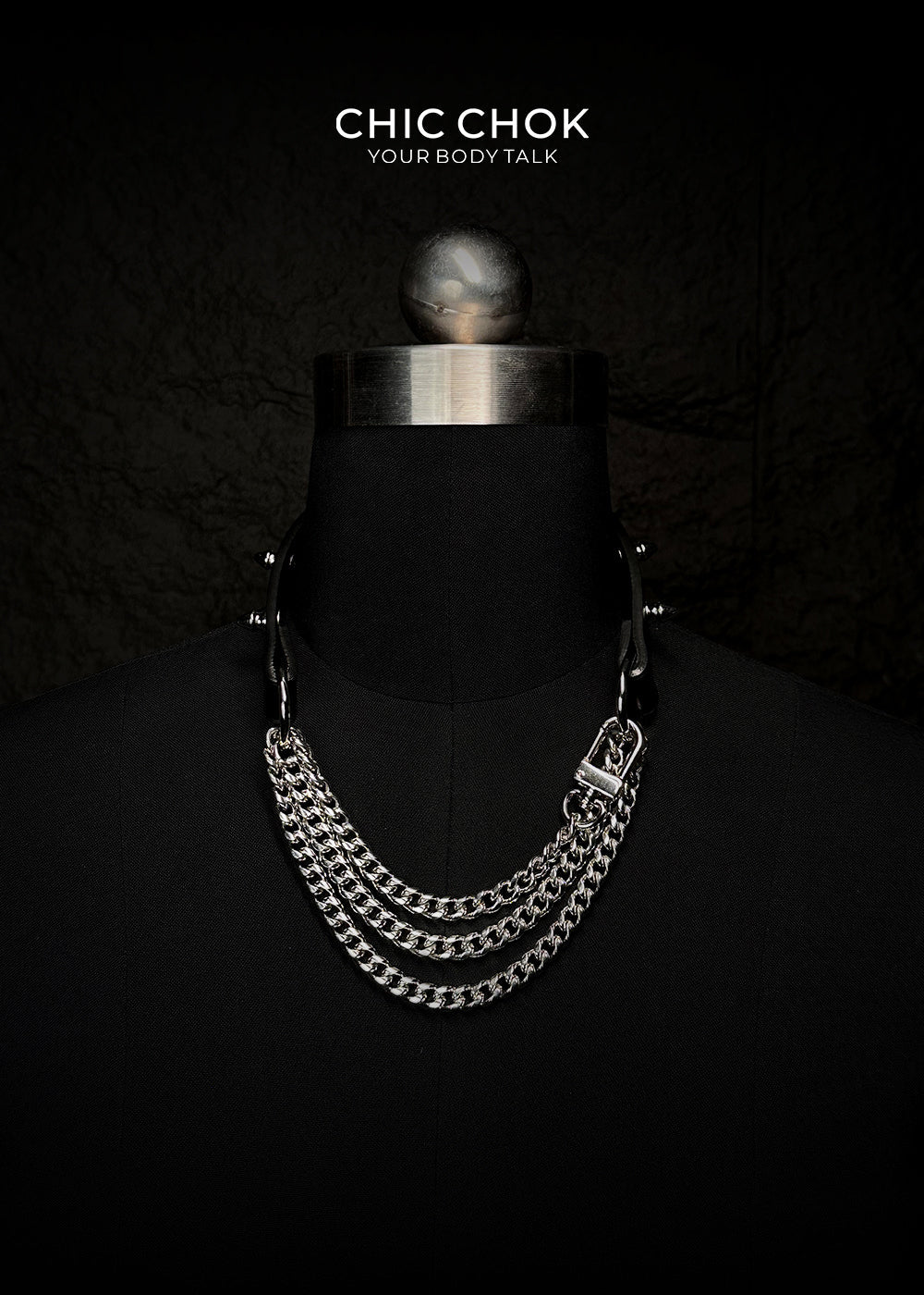 CHICCHOK [Spiked Breathless] Black Choker With Spikes Stylish Pulling Choker Necklace Spikes