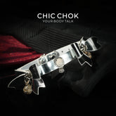 CHIC CHOK Silver Shell Butterfly Chrome Bow & Pearl-Soft Leather Collar Necklace