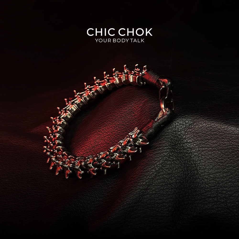 chicchok dragon theme bracelet, heavy metal, punk, wasteland style, handmade