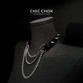 CHICCHOK [Spiked Breathless] Black Choker With Spikes Stylish Pulling Choker Necklace Spikes