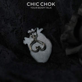CHICCHOK Eye of the Heart Genuine Leather Necklace | Gothic Anatomical Heart Pendant | Surrealist Glass Eye Cyber Goth Jewelry