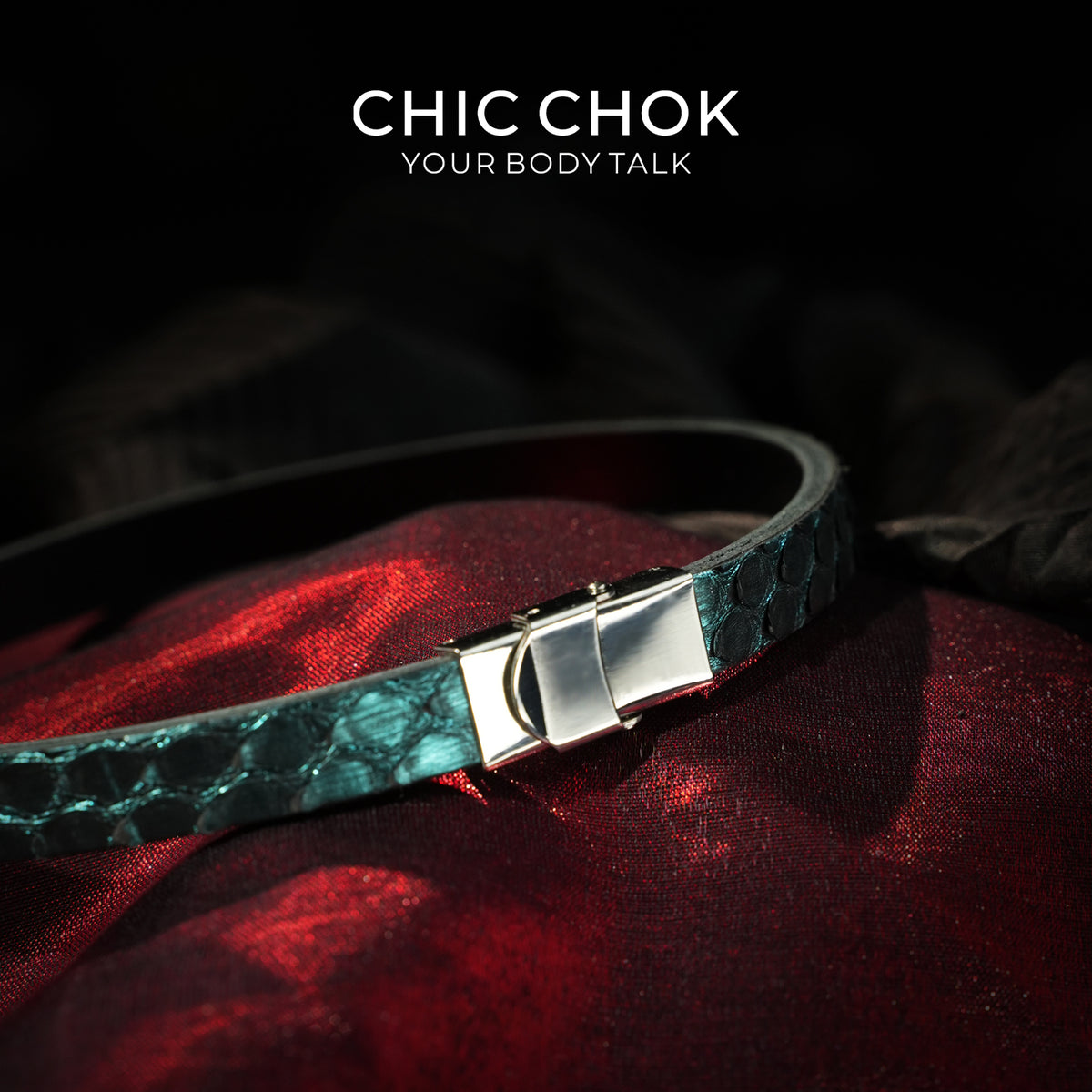 CHIC CHOK Mermaid Scale Teal Iridescent Scale Collar Necklace