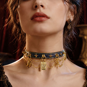 CHICCHOK Lover's Whisper | Choker Tarot Ular Biru | Kalung Gothic Emas Berlapis